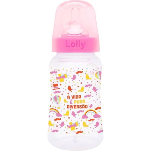 Mamadeira Lolly Mundo Bita Silicone Rosa 3 Meses+ Capacidade 330ml