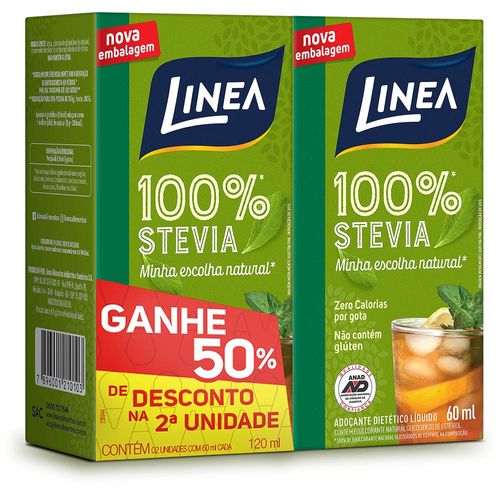 Pack Adoçante Linea Stevia Líquido com 2 Unidades com 60ml