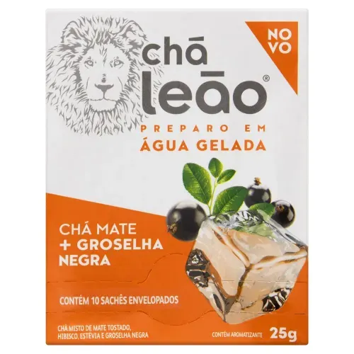 Chá Leão Mate + Groselha Negra com 10 Sachês com 2.5g