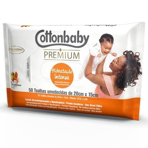 Toalha Umedecidas Hidratação Intensa Cottonbaby com 50 Unidades