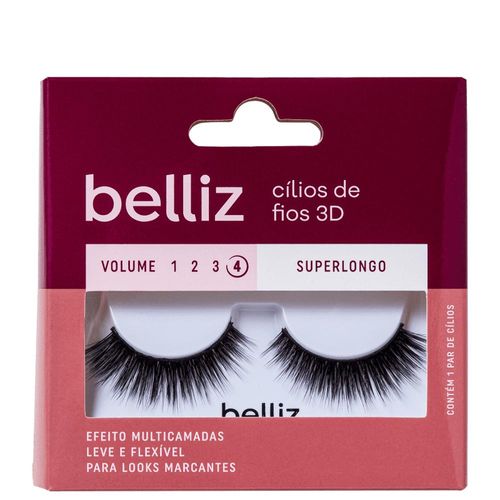 Cílios Postiços 3D Super Longo Volume 4 Belliz com 1 Par
