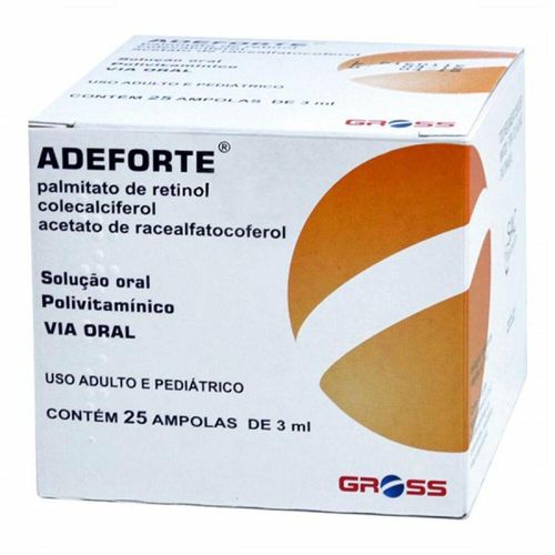 Adeforte 10.000ui + 800ui + 15mg Solução de Uso Oral com 25 Ampolas com 3ml