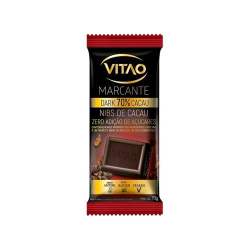 Chocolate Vitao Marcante Zero Acúcar, Glúten e Lactose Vegano 70% Cacau 70g
