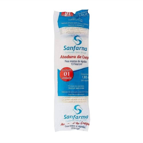 Atadura Crepe 12cm X 1,8m 13 Fios Sanfarma com 1 Unidade