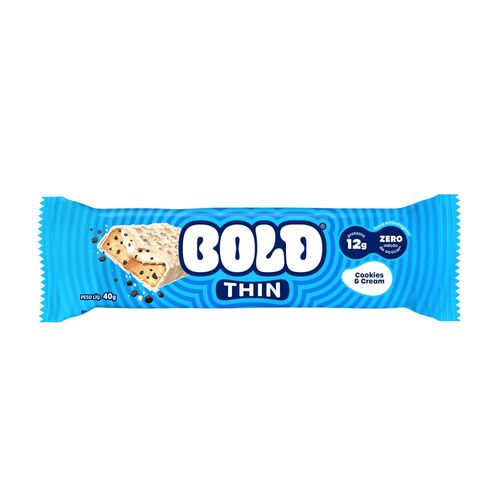 Barra de Proteína 12g Cookies & Cream Sem Adição de Açúcar Bold Thin 40g