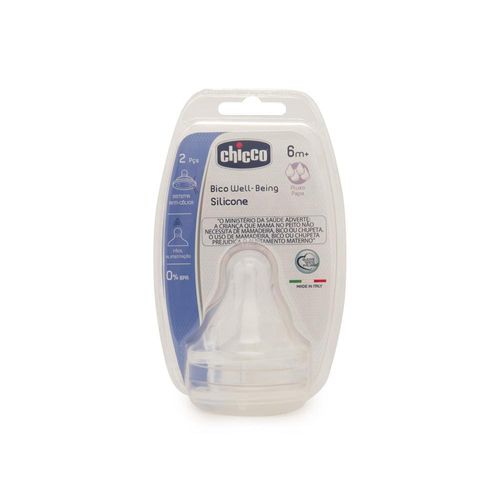Wellbeing Bico Mamadeira Silicone 6 Meses Fluxo Papa com 2 Unidades