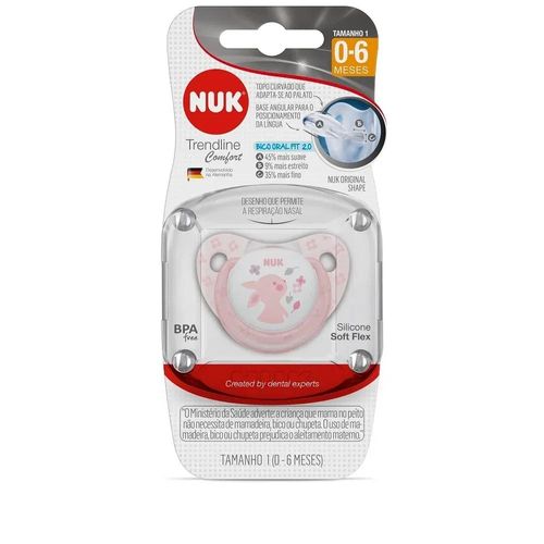 Chupeta Decorada Nuk Tamanho 1 Color Rose com 1 Unidade