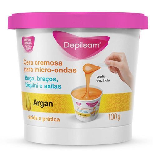Cera Depilatória Cremosa para Micro-Ondas Depilsam Feminina Óleo de Argan 100g