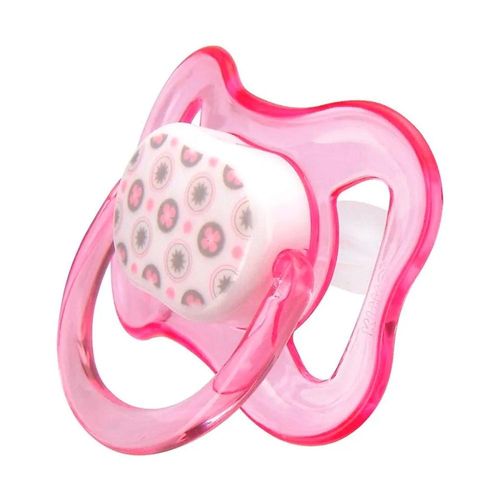 Chupeta Ortodôntica Kuka Color Decorada Bico Universal Florzinha Rosa Nº 2 com 1 Unidade
