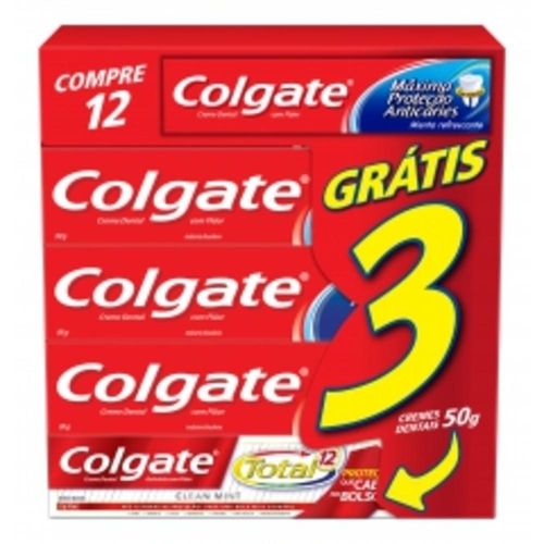 Cremes Dentais Colgate Máxima Proteção Anticáries Pague 12 e Leve 15 Unidades com 180g