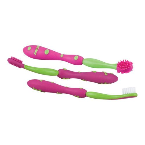 Kit Nuby Cuidado Oral 3 Estágios Escova Dental com 3 Unidades