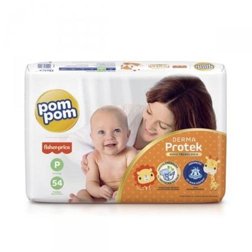 Pom Pom Derma Prot Fralda Fisher Price Tamanho P com 54 Unidades