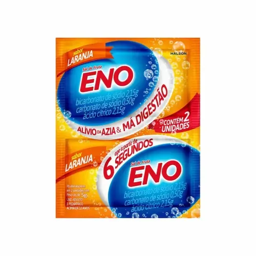 Sal de Frutas Eno Pó Efervescente de Uso Oral Sabor Laranja com 2 Envelopes com 5g