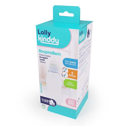 Frasco Lavagem Nasal Lolly Kinddy Respire Bem Capacidade 250ml com 1 Unidade