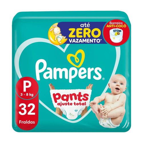 Fralda Pants Ajuste Total Pampers Tamanho P com 32 Unidades